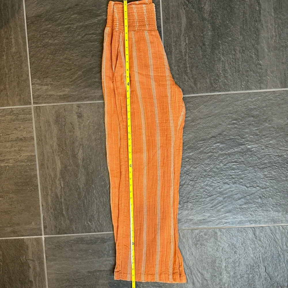 Billabong New Waves Smocked High-Waist Copper Color Striped Pants Soft & Flowing - Picture 9 of 12